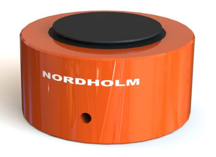 Nordholm-branded precision hydraulic jack — single-acting, steel body